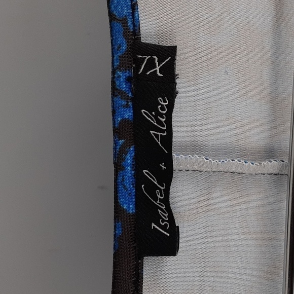 Isabel & Alice Y2K Faux Wrap Around Paisley Print Blue & Black Top - Picture 3 of 8